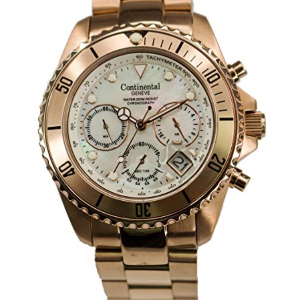 Rose gold chronograph watch